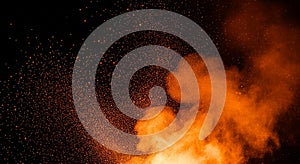Orange fire smoke explosion abstract dramatic background