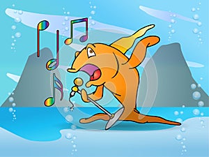 Orange fish singing performance