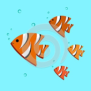 Orange fish swimming. Vector illustration