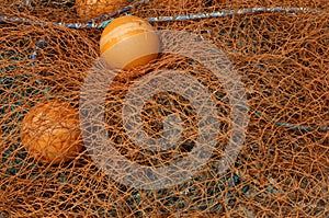 Orange fishing nets