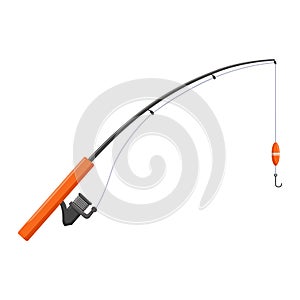 Orange fishing rod isolated on a white background