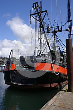 Orange fishing trawler