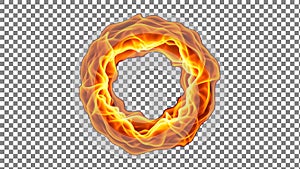 Orange flame ring on transparent background