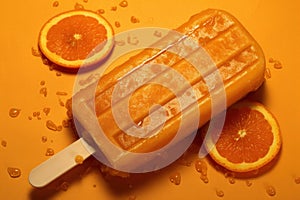 orange flavor icelolly on orange background photo