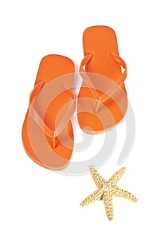 Orange Flip Flop and Starfish