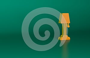 Orange Floor lamp icon isolated on green background. Minimalism concept. 3D render illustration