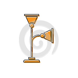 Orange Floor lamp icon isolated on white background. Vector
