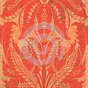 Orange floral damask