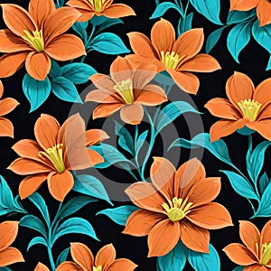 Orange flower petal brilliant natural blossom design isolated black background