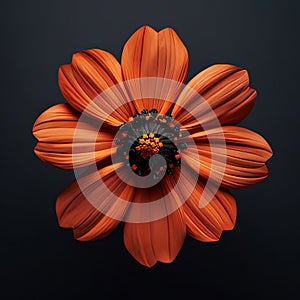 Orange flower with water drops isolated on black background. Flowering flowers, a symbol of spring, new life