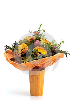 Orange flowers in vase photo