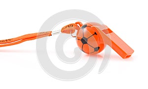 Orange flute in shape of soccer ball
