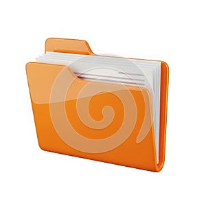 Orange folder icon isolated on transparent background