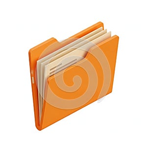 Orange folder icon isolated on white background