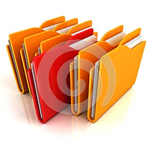 Orange folders row with one red selected