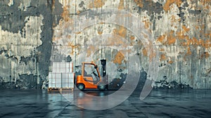 The orange forklift and pallet.AI generated image