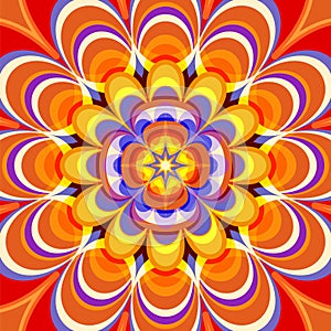 Orange Fractal Psychedelic Mandala Background