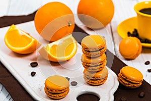 Orange French Macarons with Dark Chocolate