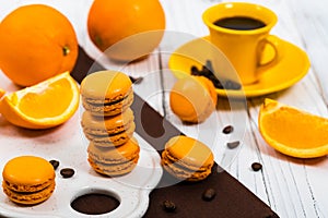 Orange French Macarons with Dark Chocolate