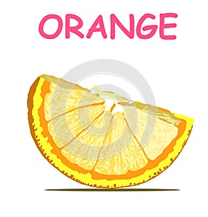 Orange fresh fruite card isolated on white background. vector education lemon lime card illustration.