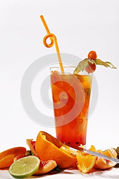 Orange fresh juice with passion fruit photo