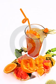 Orange fresh juice with passion fruit photo