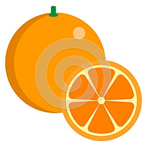 Orange fresh juicy citrus fruit icon, vector illustration
