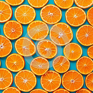 Orange freshness A plethora of citrus slices makes a vibrant background