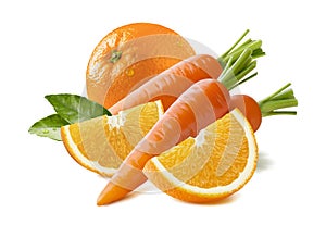 Orange fruit carrot isolated on white background
