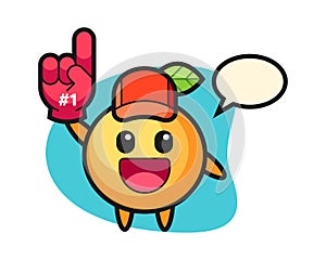 Orange fruit cartoon with number 1 fans glove