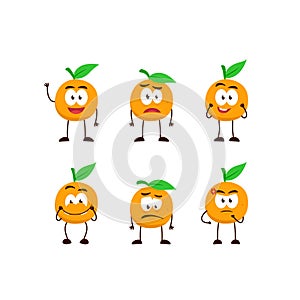 Orange fruit character cartoon mascot pose set humanized funny expression stye