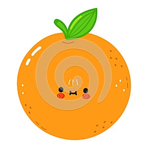Cute funny orange fruit character. Vector hand drawn cartoon kawaii character illustration. Isolated white background