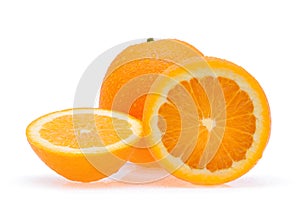 Orange fruit with drops isolated on white background