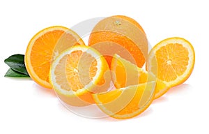 Orange fruit with drops isolated on white background