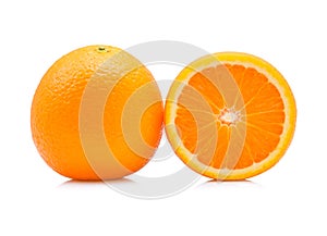 Orange fruit with drops isolated on white background