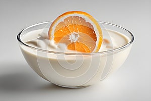 Orange fruit Floating in milk, yoghurt, sour cream, Splash