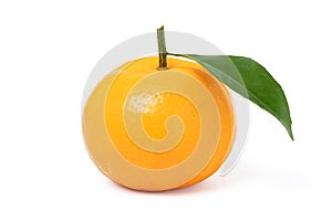 Orange fruit with green leaf