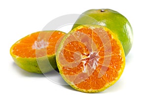 Orange fruit with half view isolated on white