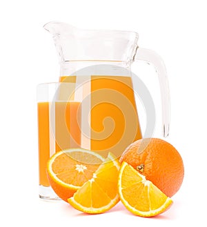 Orange fruit juice in glass jug