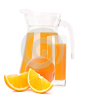 Orange fruit juice in glass jug