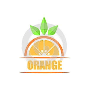 Orange fruit with leaves fresh juice logo vector