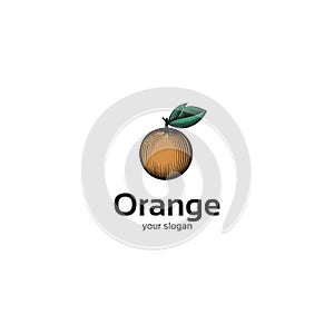 orange fruit logo line art