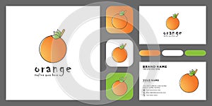 Orange fruit logo vector concept with business card template