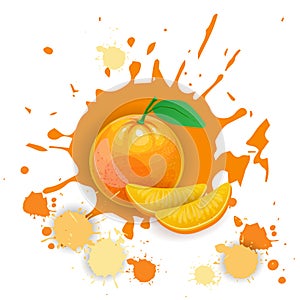 Orange Fruit Logo Watercolor Splash Design Fresh Natural Food