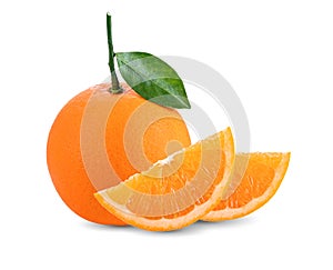 Orange fruit with orange leaves isolate on white background