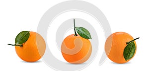 Orange fruit with orange leaves isolate on white background