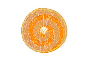 Orange fruit with orange slices and leaves isolated on white background