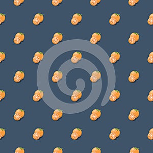 Orange fruit seamless pattern. Vegan organic eco product background. vector illustration