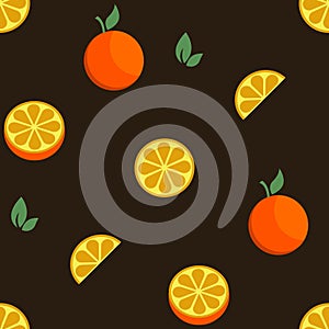 Orange fruit set seamless bright art vector pattern