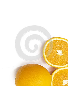 orange fruit slice over on white background.top view